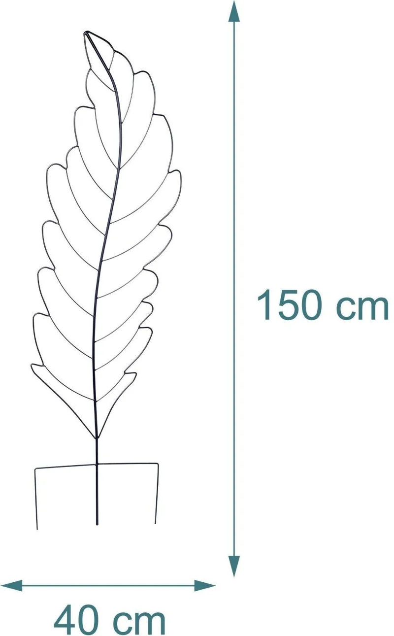 Lot de 3 treillis décoratifs en forme de feuille pour plantes grimpantes 150 x 40 x 1 cm en acier noir 13_0018859
