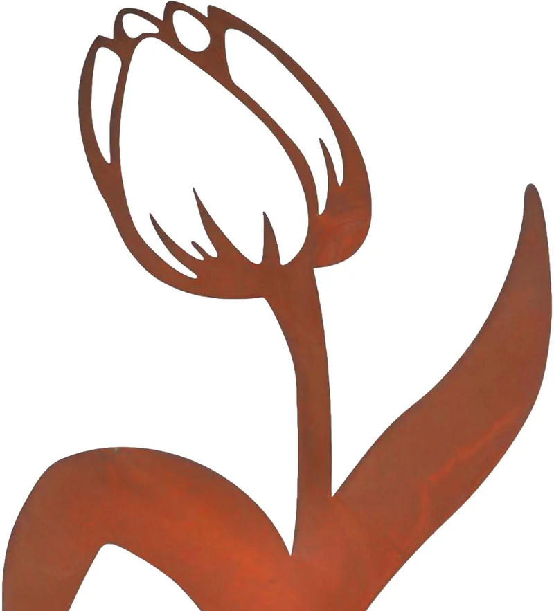 Lot de 2 piquets de jardin motifs tulipe décoratifs rustiques 80 x 39 cm en acier brun 13_0018852