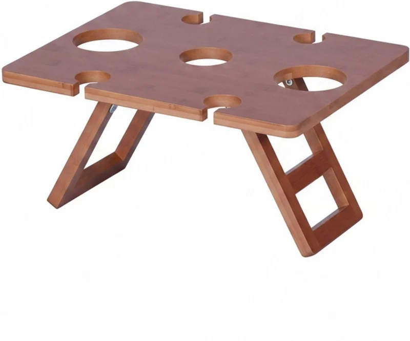 Table à vin pliable design moderne pique-nique 20 x 40 x 30 cm en bambou marron 13_0018848