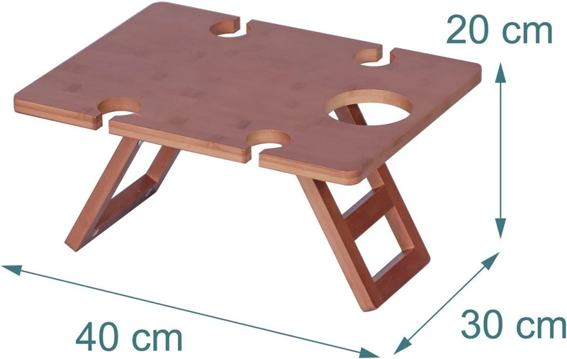 Table à vin pliable design moderne pique-nique 20 x 40 x 30 cm en bambou marron 13_0018848