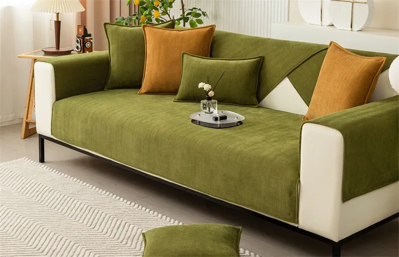 Plaid pour canapé en Chenille Verte