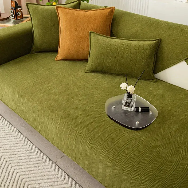 Plaid pour canapé en Chenille Verte