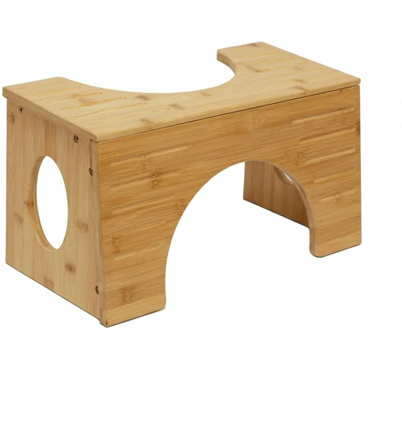 Tabouret de toilettes réglable ergonomique 19,5 x 44,5 x 25 cm facilite l'évacuation en bambou naturel 13_0018838