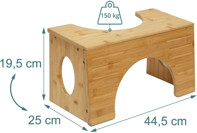 Tabouret de toilettes réglable ergonomique 19,5 x 44,5 x 25 cm facilite l'évacuation en bambou naturel 13_0018838