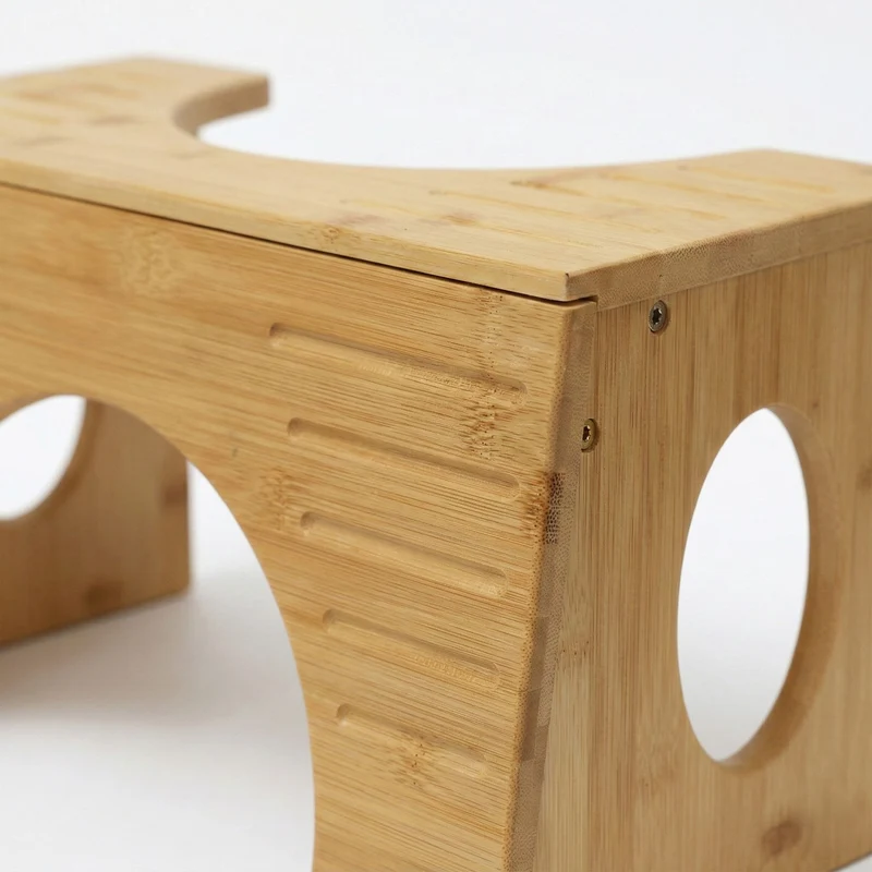Tabouret de toilettes réglable ergonomique 19,5 x 44,5 x 25 cm facilite l'évacuation en bambou naturel 13_0018838