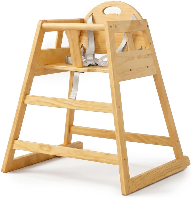 Chaise haute pour bébé avec harnais sécurité 76 x 48 x 49,5 cm style naturel ambiance cosy en pin naturel 13_0018837