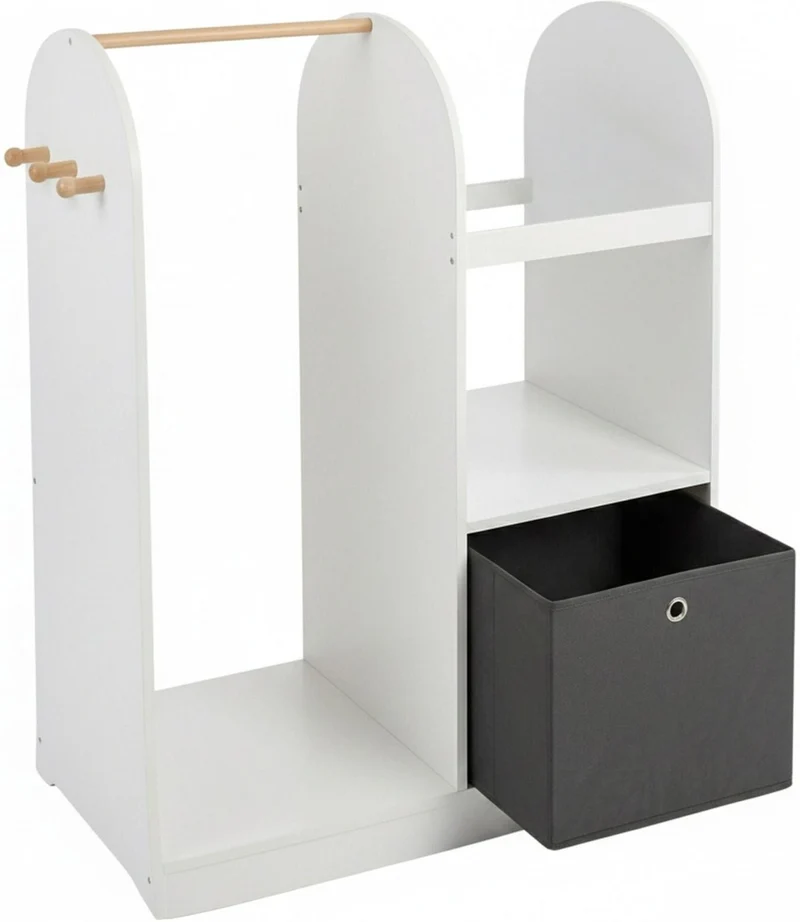 Garde-robe enfant avec tringle étagère ouverte 108 x 97 x 35 cm ambiance moderne rangement pratique en MDF blanc 13_0018830