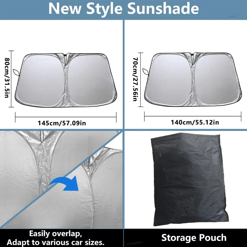 Pare-Soleil Pare-Brise Voiture Pliable avec Sac de Rangement