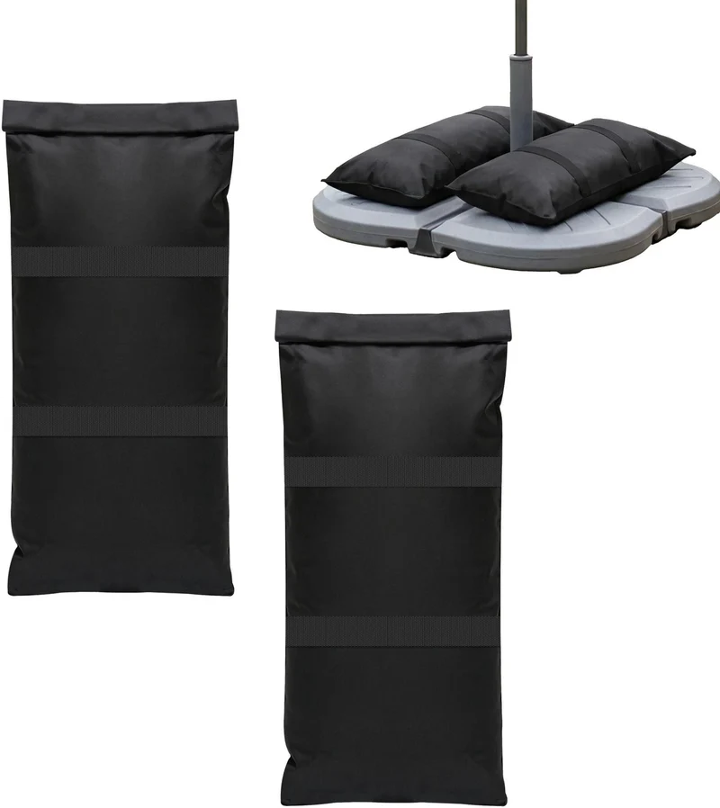Lot de 2 sacs de lestage jardin terrasse 1 x 68 x 30 cm transportables avec poignées en polyester noir 13_0018923