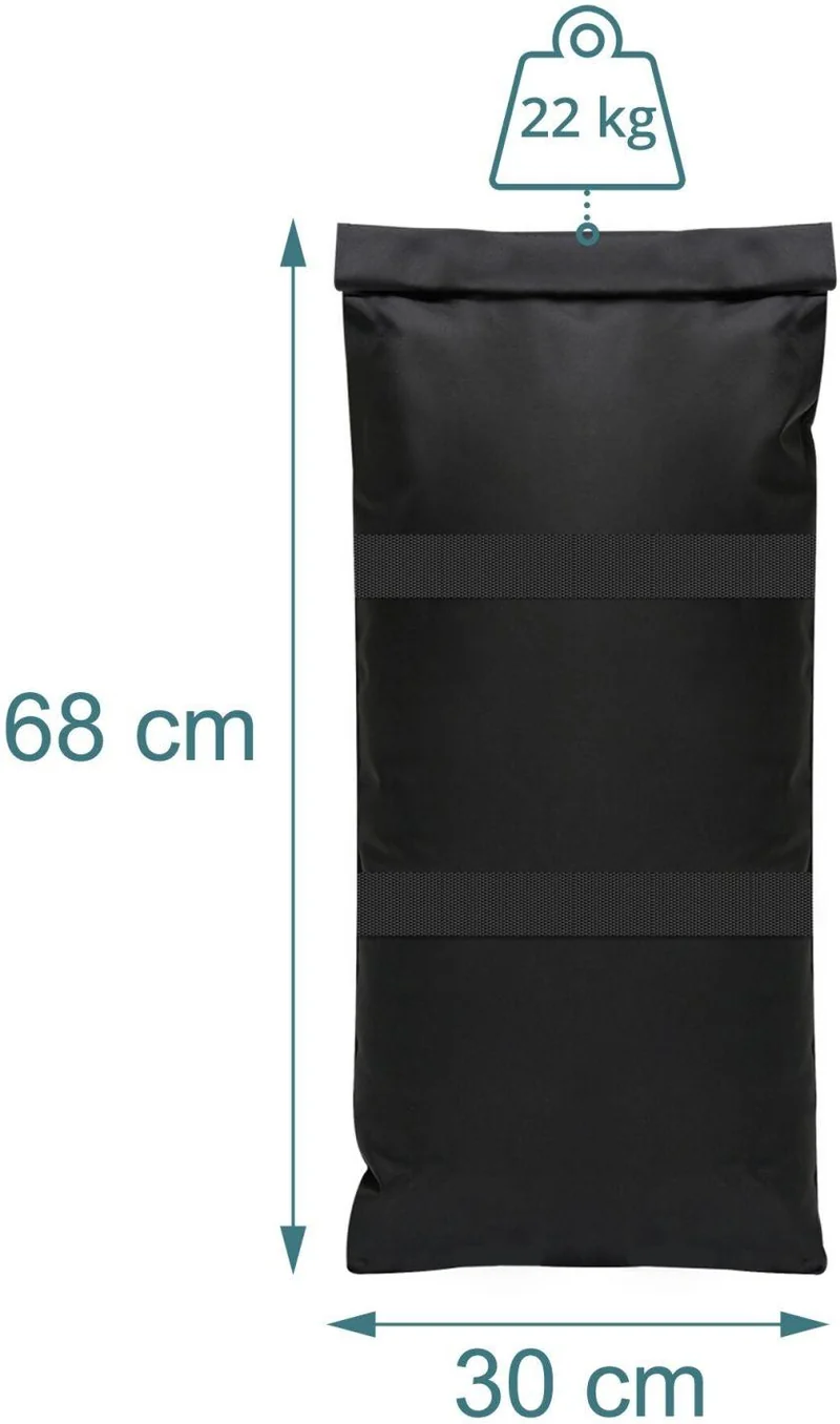 Lot de 2 sacs de lestage jardin terrasse 1 x 68 x 30 cm transportables avec poignées en polyester noir 13_0018923