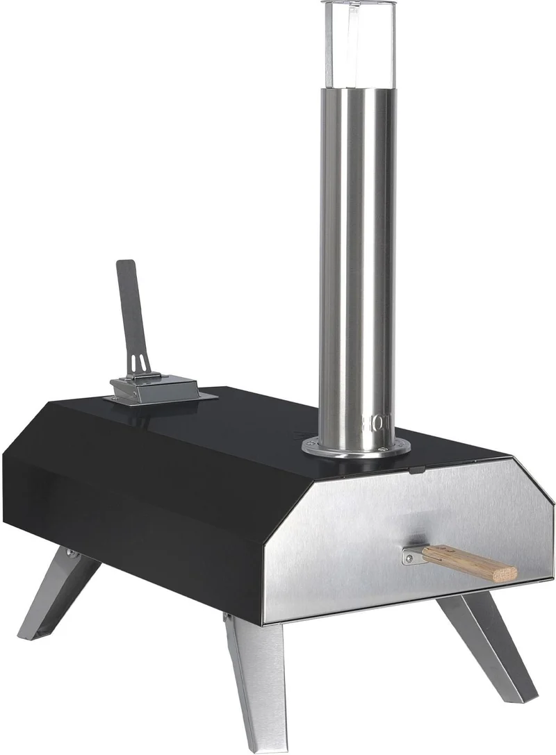 Four à pizza d'extérieur compact avec cheminée 72 x 36 x 68 cm cuisson rapide ambiance conviviale en acier noir 13_0018918