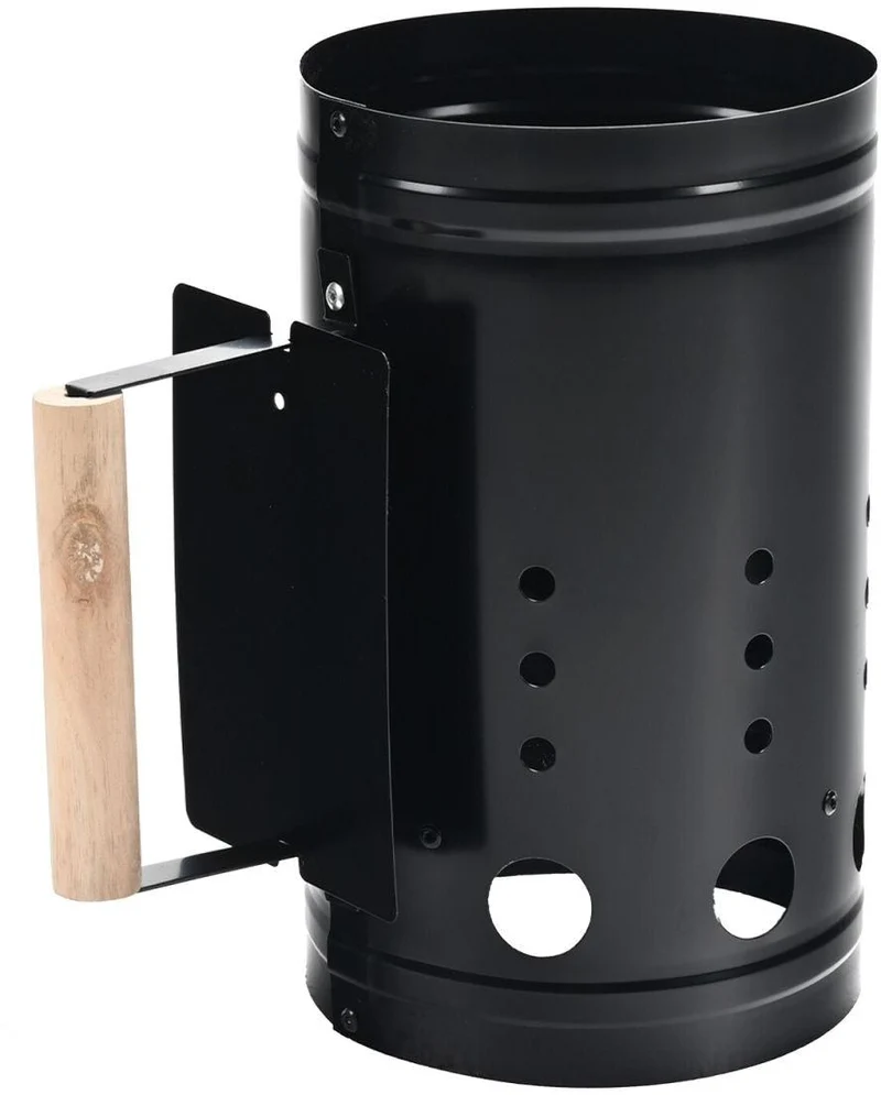 Cheminée d'allumage barbecue charbon 28 x 27 x 17 cm allumage rapide sécurité poignée en acier noir 13_0018917