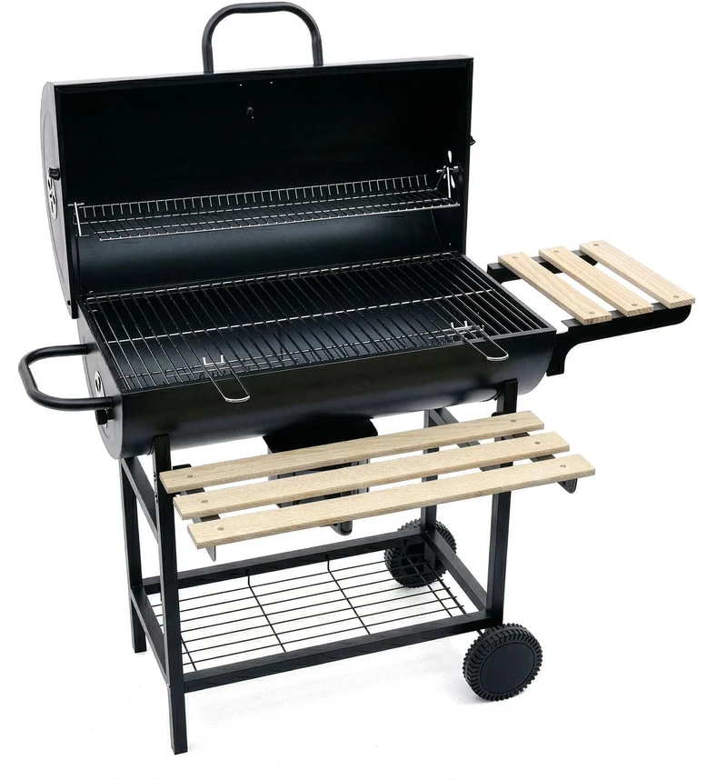 Barbecue au charbon avec couvercle surface de cuisson 114,5 cm ventilation réglable en acier noir 13_0018911