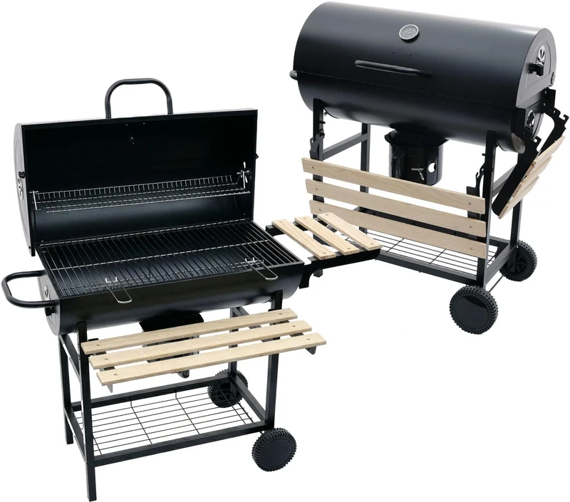 Barbecue au charbon avec couvercle surface de cuisson 114,5 cm ventilation réglable en acier noir 13_0018911
