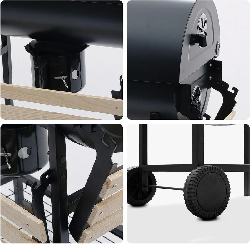 Barbecue au charbon avec couvercle surface de cuisson 114,5 cm ventilation réglable en acier noir 13_0018911