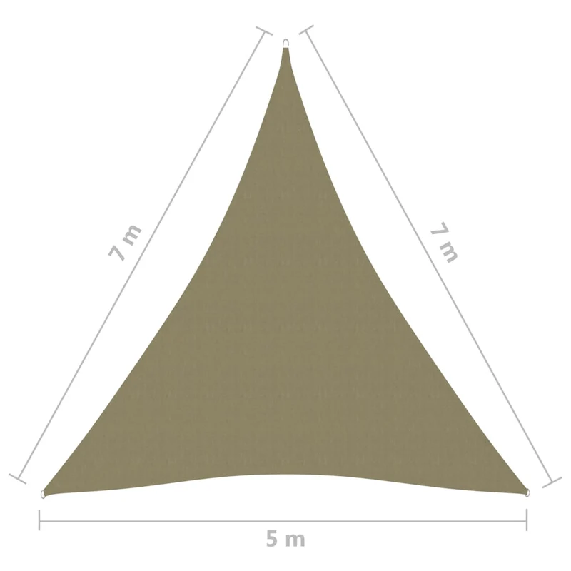 Voile toile d'ombrage parasol tissu oxford triangulaire 5 x 7 x 7 m beige 02_0009935