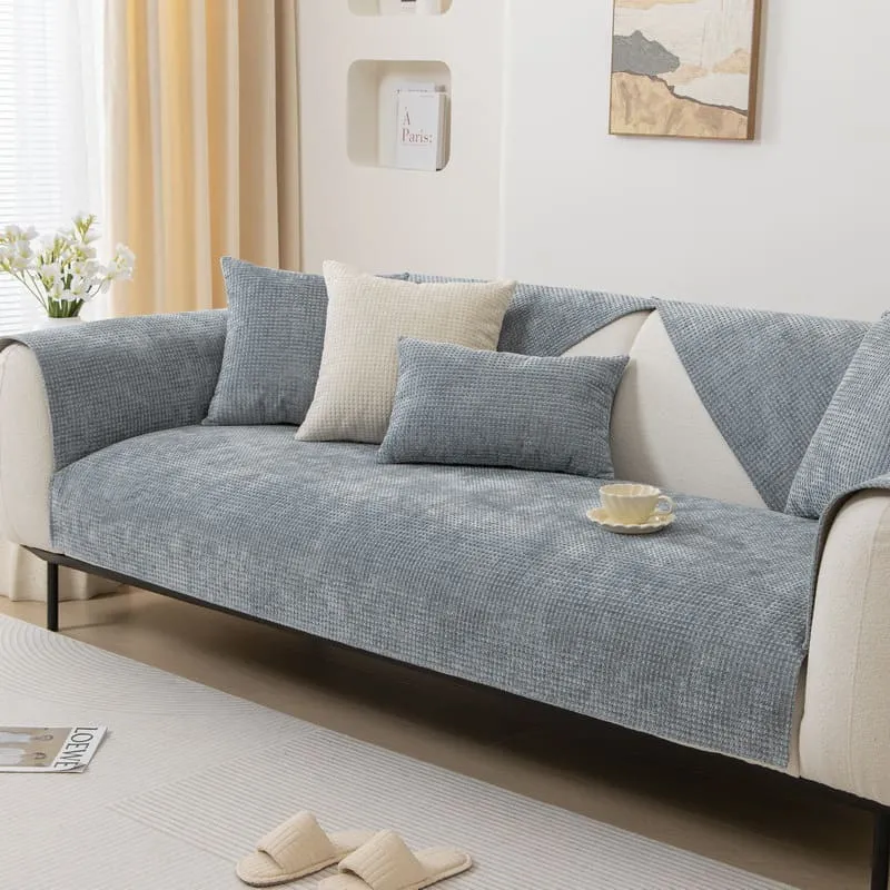 Plaid pour canapé en Chenille Gris Clair