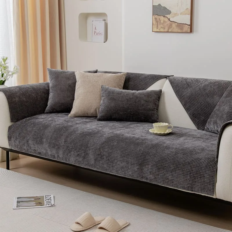 Plaid pour canapé en Chenille Gris