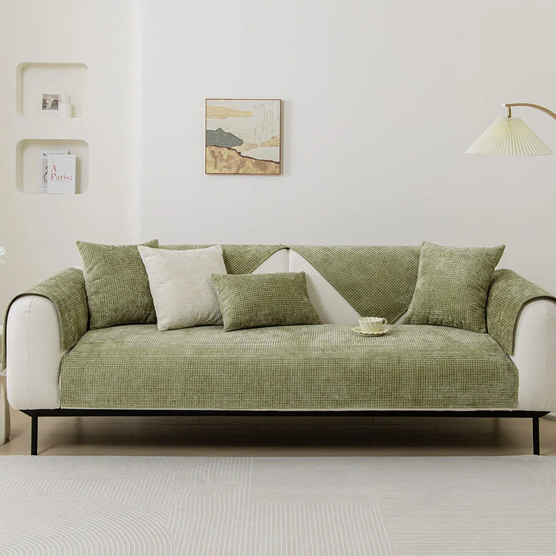 Plaid pour canapé en Chenille Vert