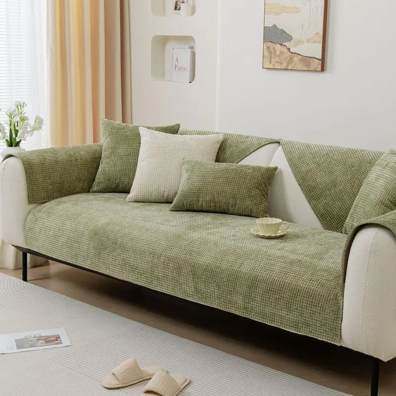 Plaid pour canapé en Chenille Vert