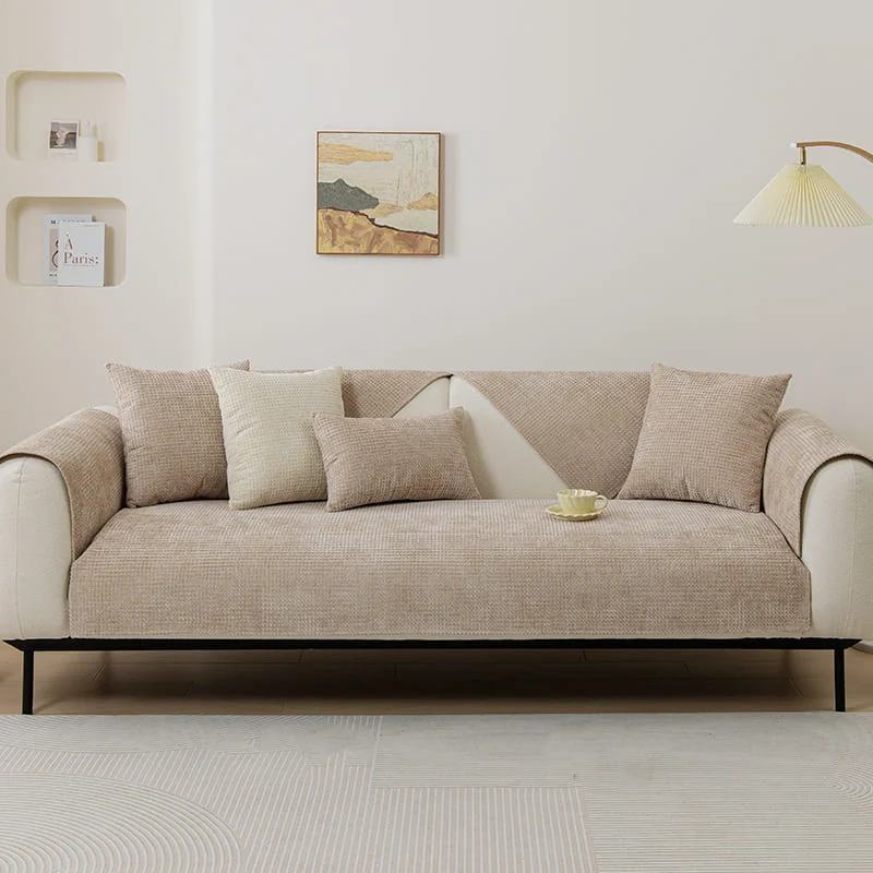 Plaid pour canapé en Chenille Beige