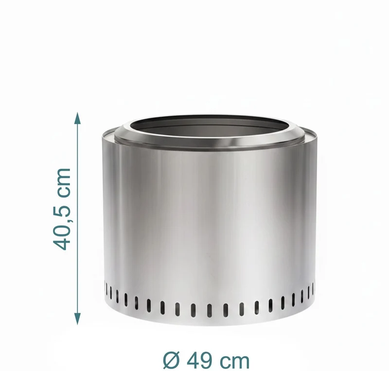 Brasero sans fumée extérieur double paroi 40 x 49 cm usage pratique style moderne en acier inoxydable argent 13_0018902