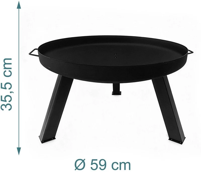 Brasero rond extérieur avec tisonnier pour grillades convivial 36 x 64 x 64 cm en acier noir 13_0018898