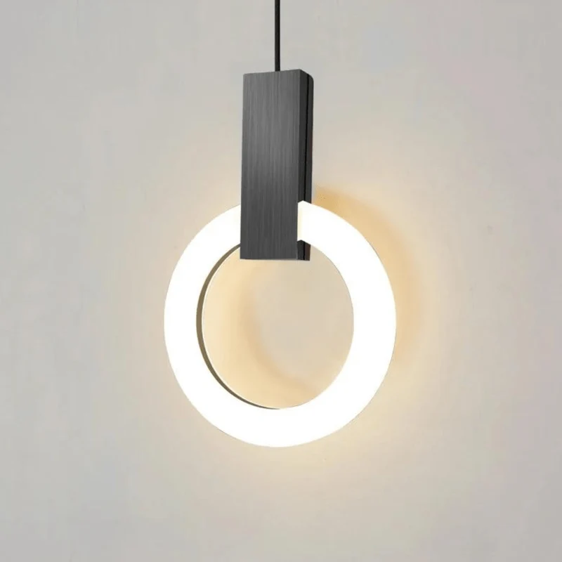 Lampe LED Suspendue Circulaire en Frêne Nordique