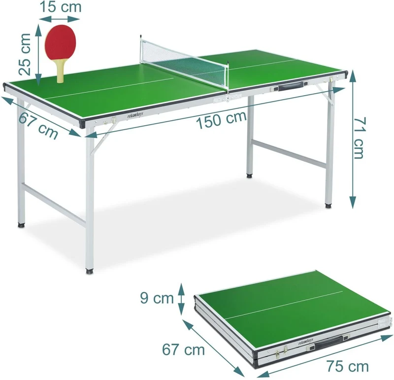 Table de ping-pong pliable avec accessoires 150 x 67 x 71 cm stabilité extérieure pratique design contemporain en MDF vert 13_0018896