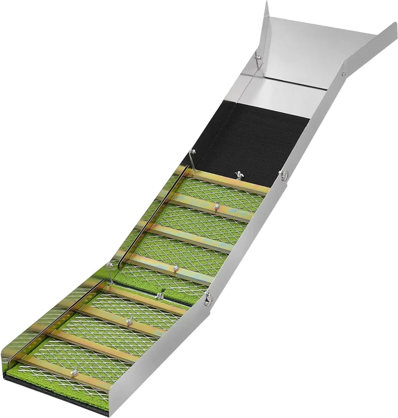 Bac pliant rigole de lavage pour orpaillage 6,5 x 35 x 127 cm léger et transportable en aluminium argenté 13_0018893