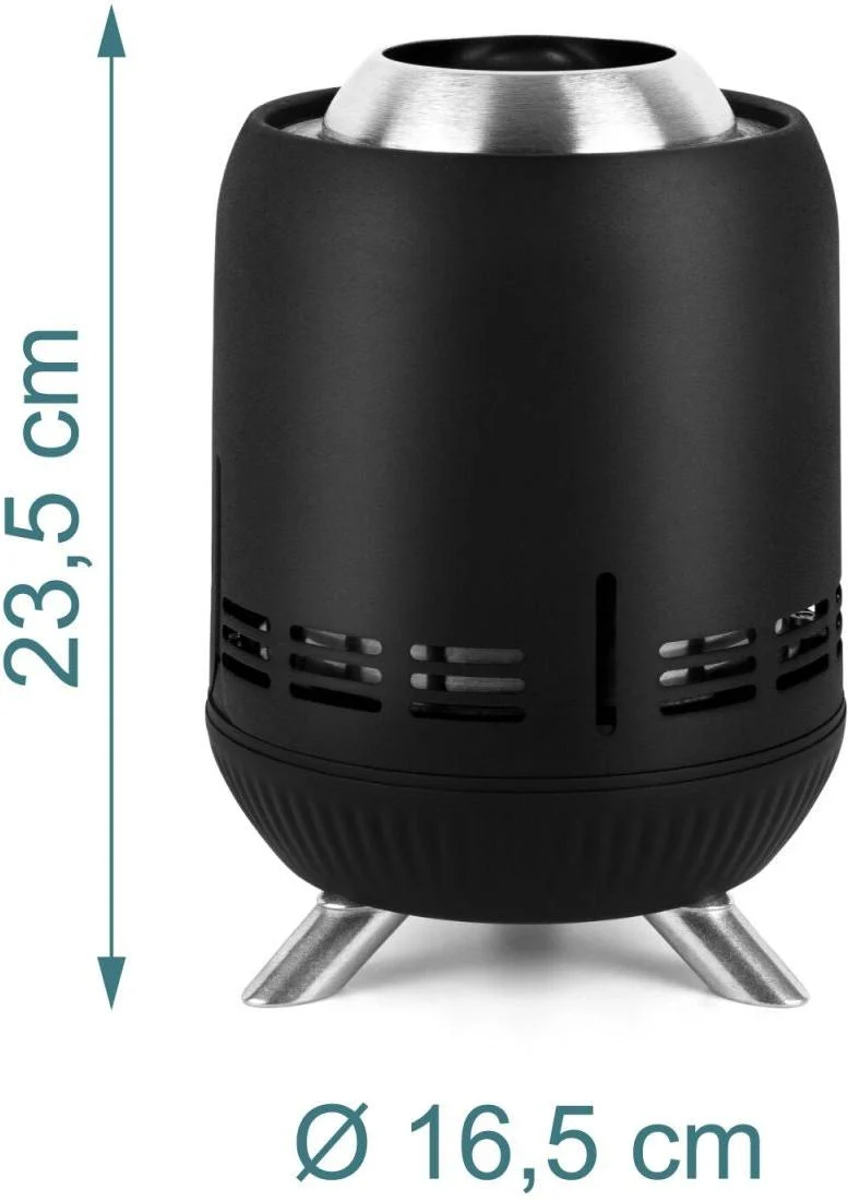 Cheminée de table sans fumée compacte jardin balcon 23,5 x 16,5 cm ambiance chaleureuse en acier inoxydable noir 13_0018889