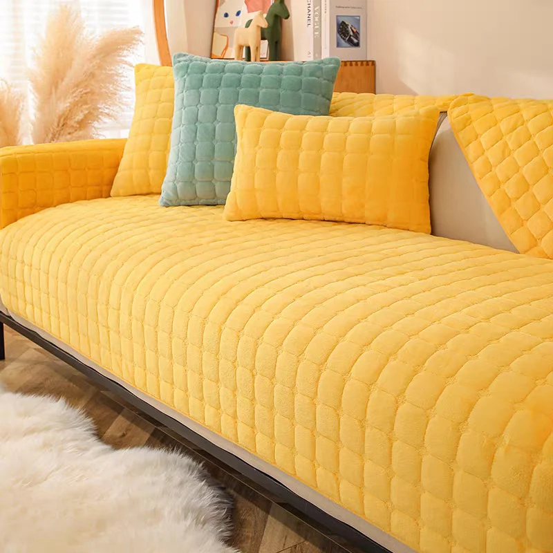 Plaid pour canapé velours Epais Jaune