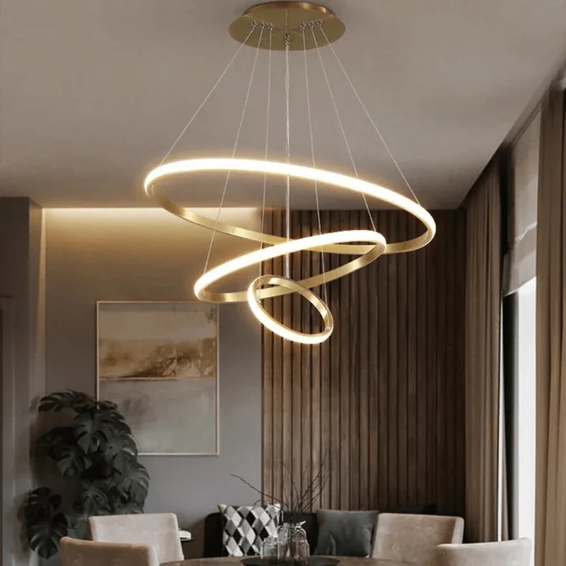 Lustre Design Doré Contemporain pour Salon