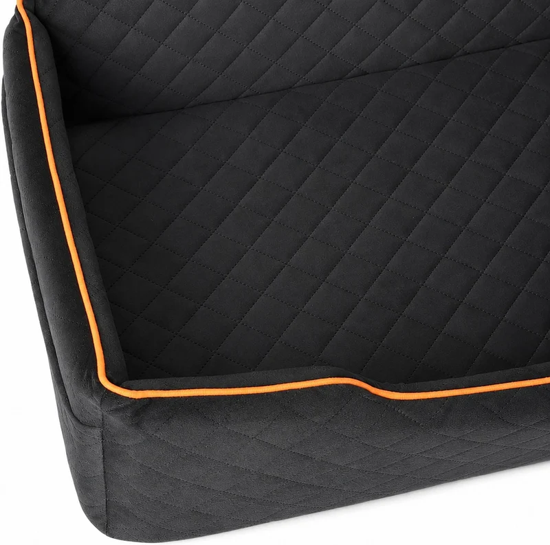 Siège auto pour chien banquette arrière coffre 110 x 50 x 20 cm rembourré orthopédique protection véhicule en velours noir 13_0018984