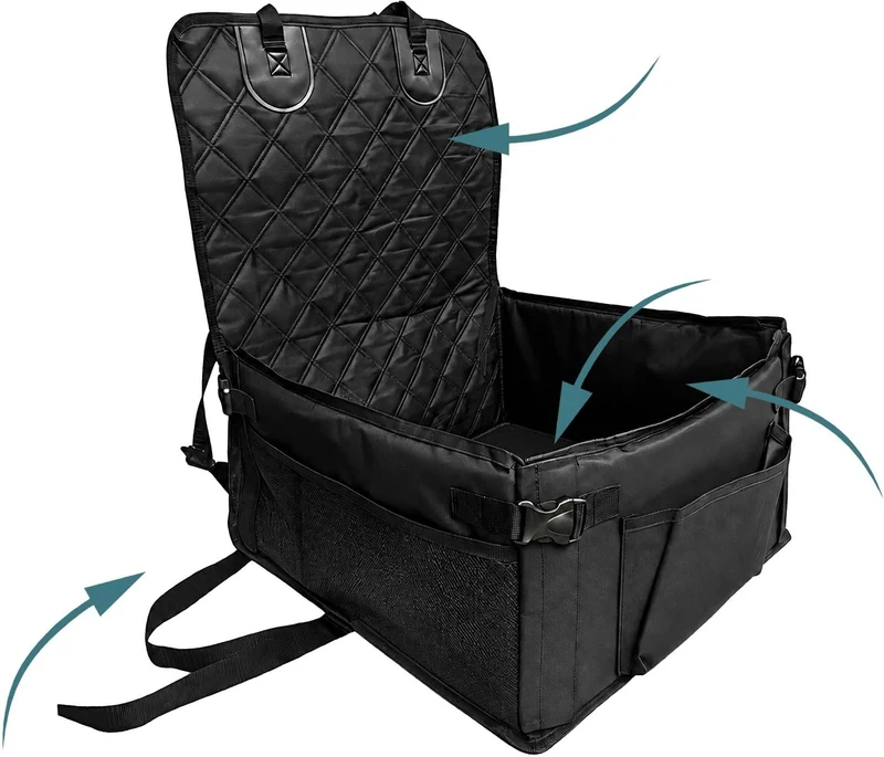 Siège auto robuste pour petits chiens 25 x 43 x 43 cm confort optimal sécurité renforcée pliable en oxford noir 13_0018983