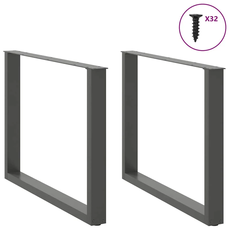 Lot de 2 pieds de table à manger en U réglables pour table et bureau 100 x 72-73 cm en acier anthracite 02_0057438