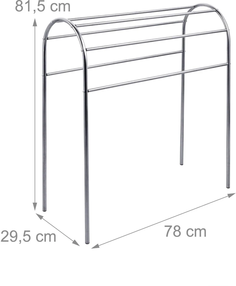 Porte-serviettes sur pied 81,5 x 78 x 29,5 cm séchage rapide design moderne en acier inoxydable argenté 13_0018999