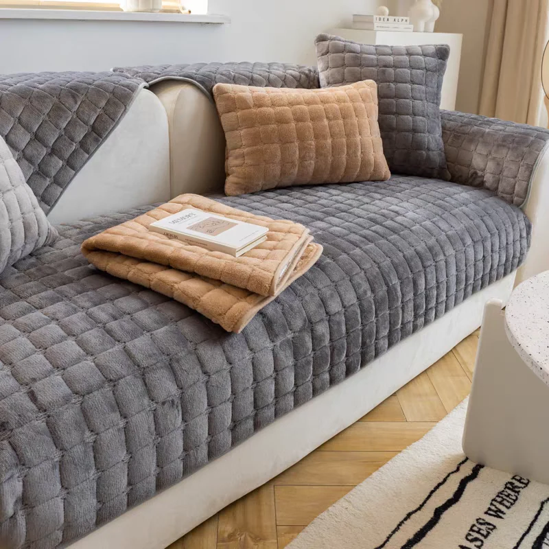Plaid pour canapé velours Epais Gris