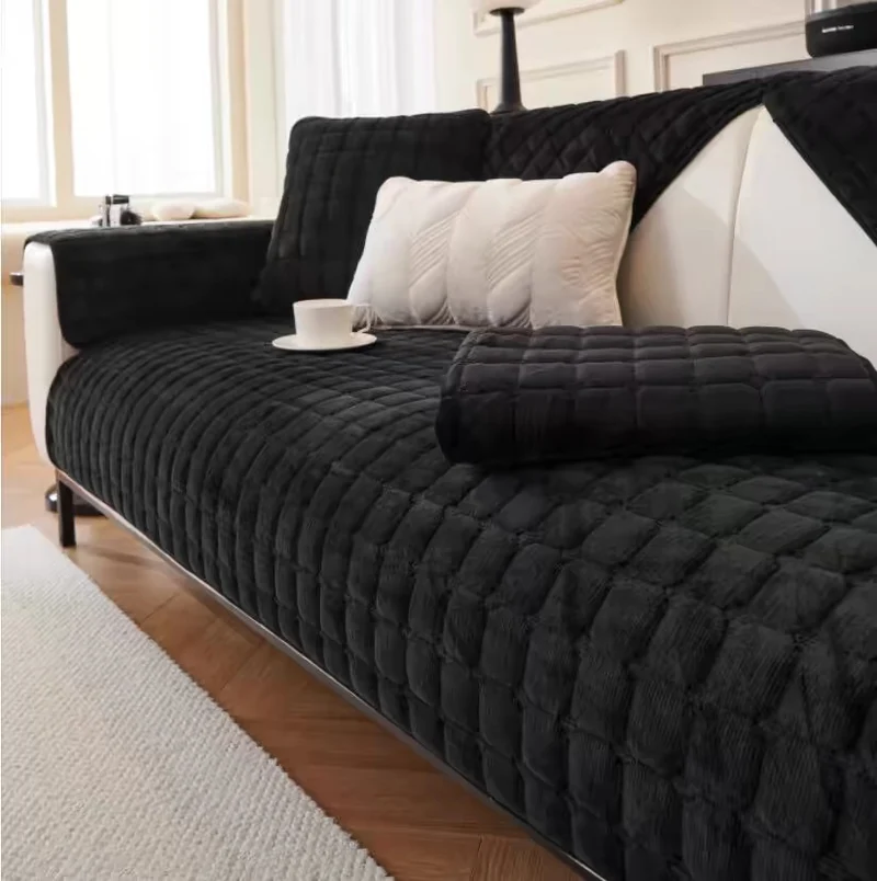 Plaid pour canapé velours Epais Noir