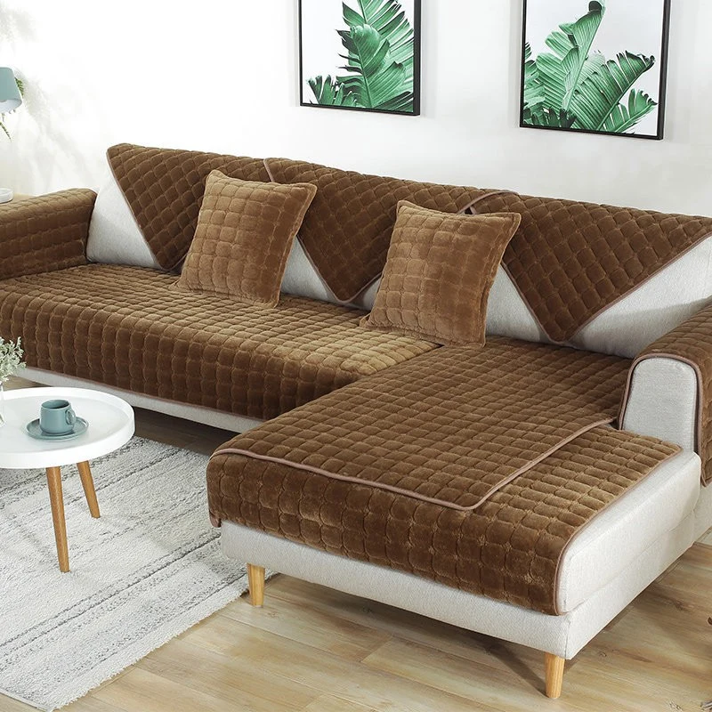 Plaid pour canapé velours Epais Marron