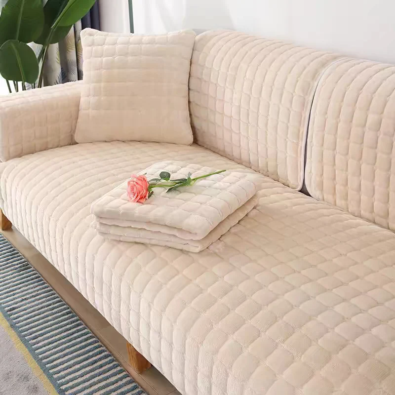 Plaid pour canapé velours Epais Beige