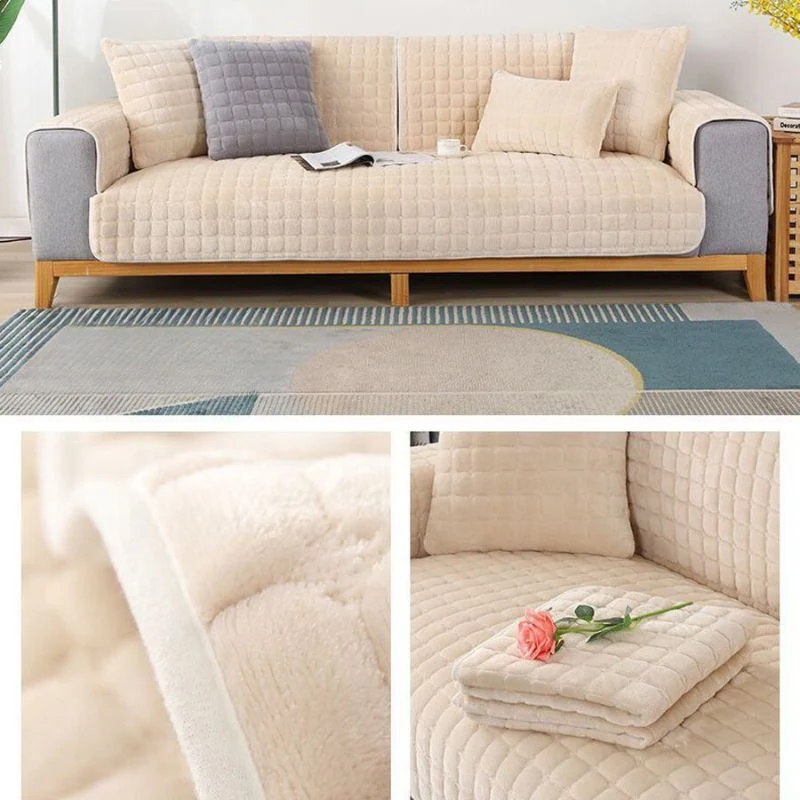Plaid pour canapé velours Epais Beige