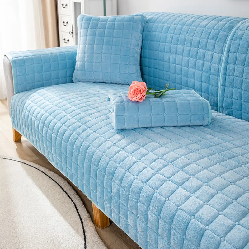 Plaid pour canapé velours Epais Bleu Ciel