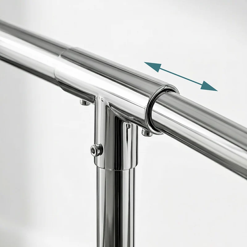 Porte-vêtements à roulettes robuste 130–188 x 55 cm avec étagère intégrée et capacité 180 kg en acier argent 13_0018980