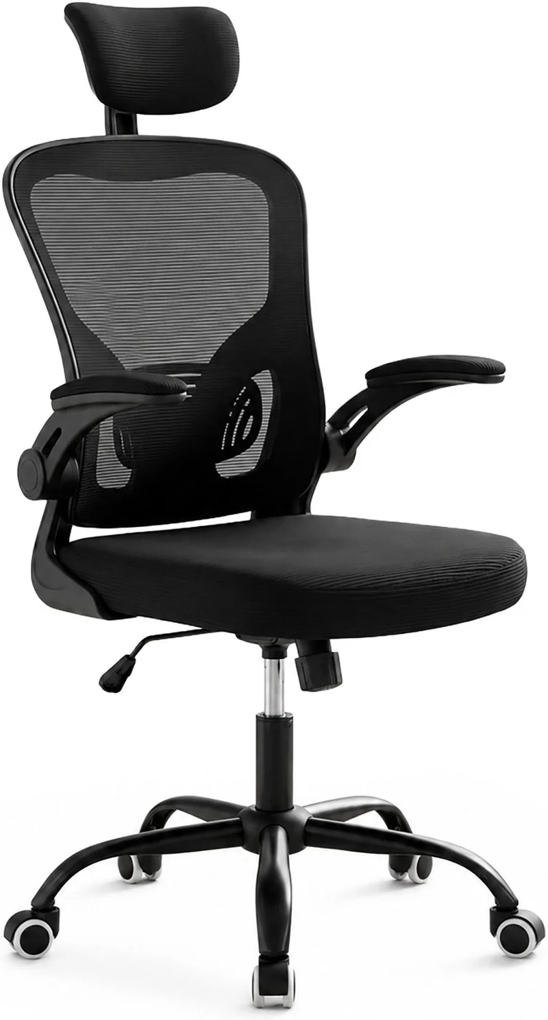 Fauteuil de bureau ergonomique réglable pivotant soutien lombaire 117 x 64 x 73 cm en plastique noir 13_0018979