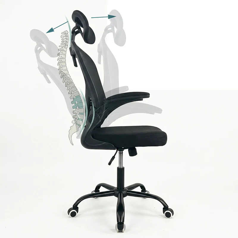 Fauteuil de bureau ergonomique réglable pivotant soutien lombaire 117 x 64 x 73 cm en plastique noir 13_0018979