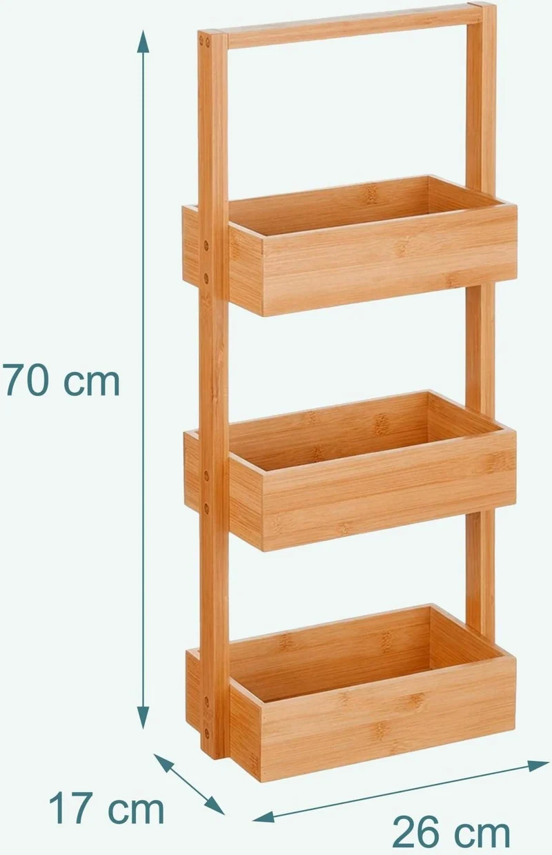Étagère de salle de bain étroite 70 x 26 x 17 cm rangement accessoires design naturel en bambou naturel 13_0018970
