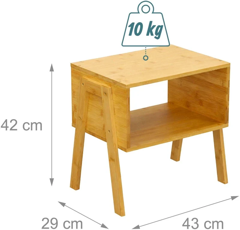 Lot de 2 tables de chevet empilables pratiques rangement 42 x 43 x 29 cm en bambou naturel 13_0018963