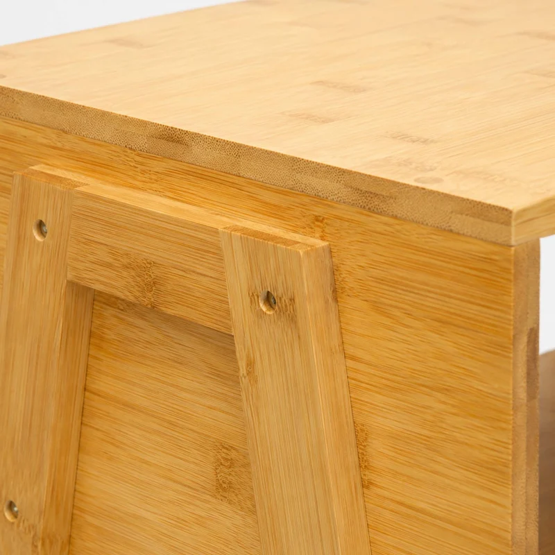 Lot de 2 tables de chevet empilables pratiques rangement 42 x 43 x 29 cm en bambou naturel 13_0018963