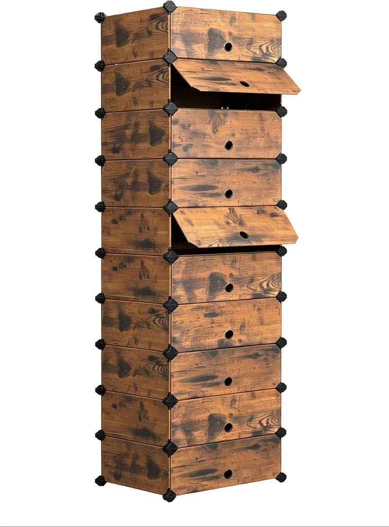 Étagère à chaussures peu encombrante montage rapide 176 x 43 x 34 cm en bois marron 13_0018990